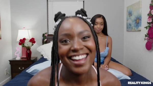 Two kinky black lesbians pleasuring each other in bed - black tits on tubepornebony.com
