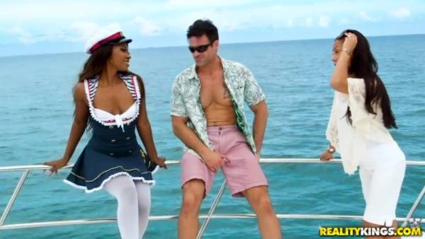 Ebony sailor woman Skylar Nicole gets her pussy rammed on the yacht on tubepornebony.com