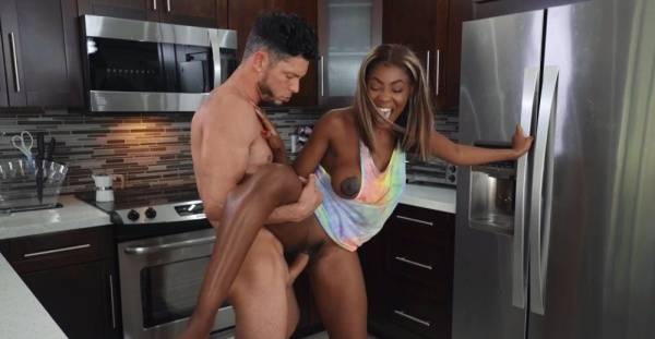Ebony beauty craves white meat in each of her soaked holes on tubepornebony.com