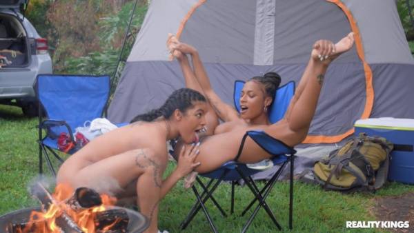Dashing young ebony dolls turn camping trip into sexual fantasy on tubepornebony.com