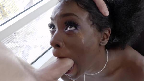 Thin ebony white fucked in the ass and soaked with jizz on face on tubepornebony.com