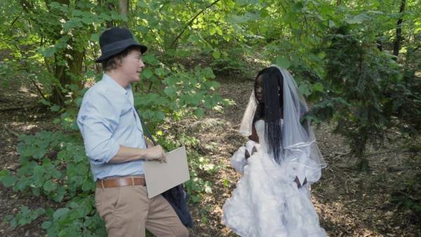 Ebony bride gets lost in the woods and fucked by a random dude on tubepornebony.com