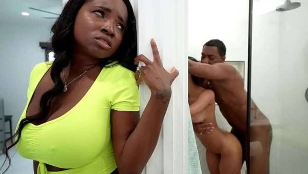 Ebony stepmom catches stepdaughter and boyfriend in shower for steamy threesome - Jamaica on tubepornebony.com