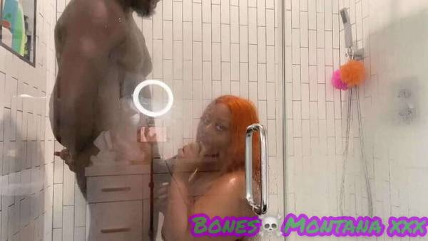 Ebony BBW Shower Fun with Juicy T & Bones Montana - state Montana on tubepornebony.com